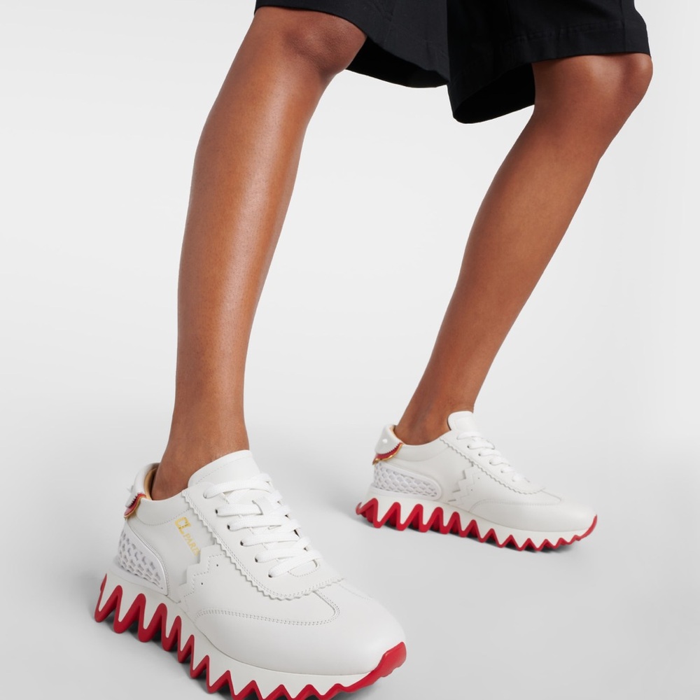 Christian Louboutin White and Red Loubishark Sneaker